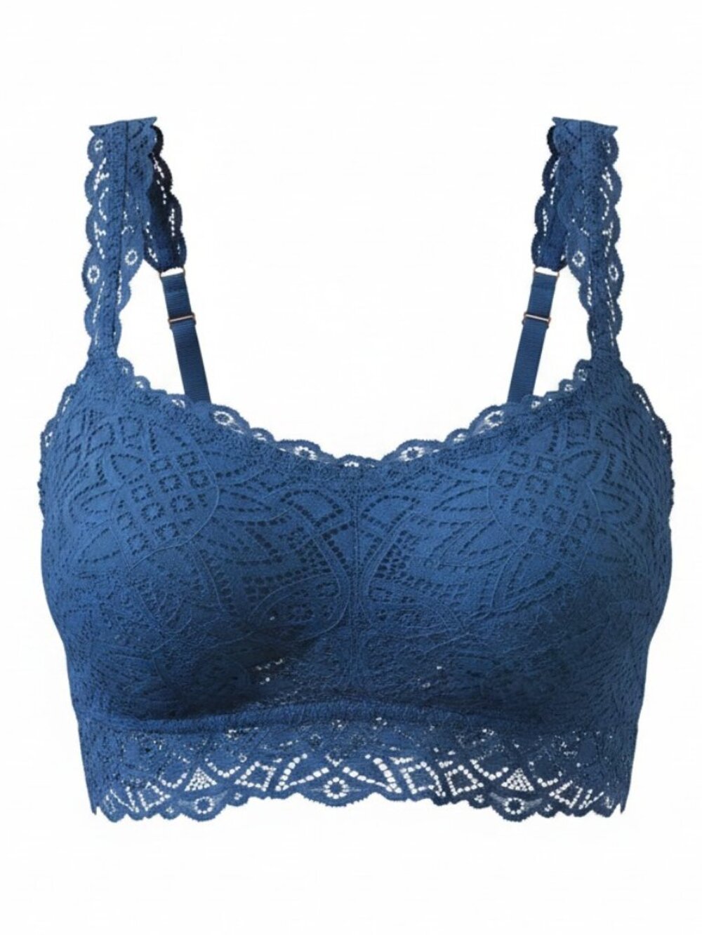 NWOT Aerie Lace Bralette Steel Blue Rose Gold Hardware Size Large Coquette